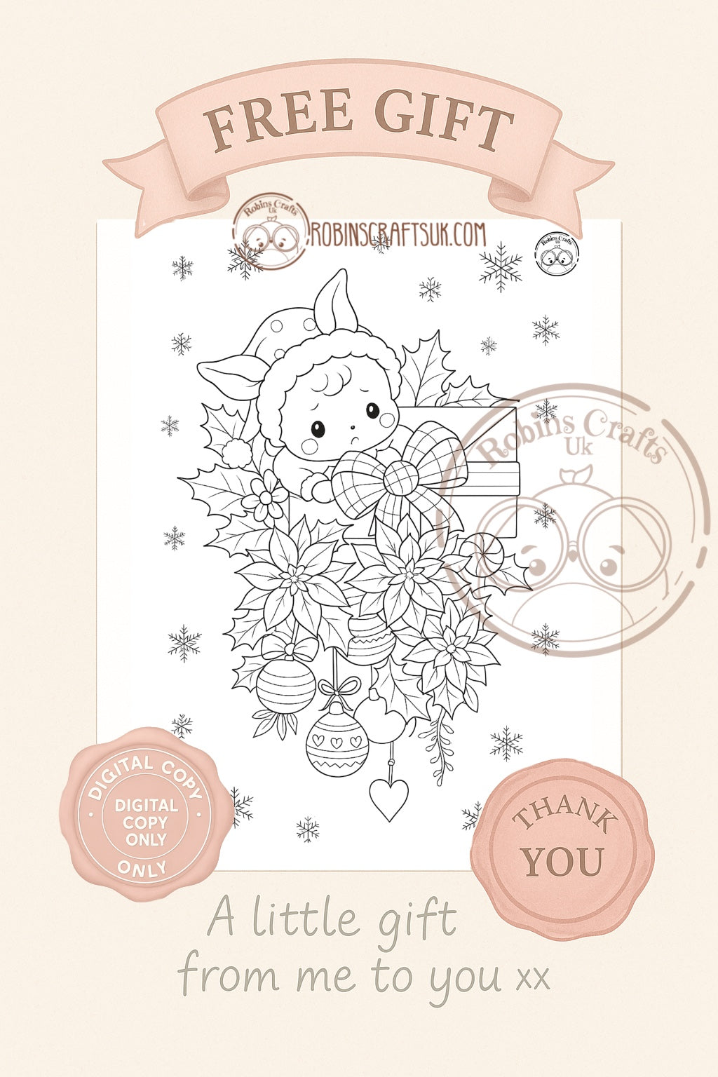 Winter gifts colouring page 21-11-25 freebie Friday