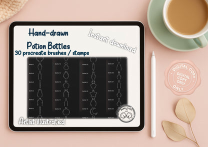Potion Bottles stamps -30 stamps - kawaii - procreate stamps/brushes - digital use only - procreate