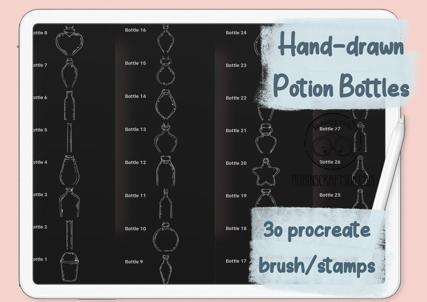 Potion Bottles stamps -30 stamps - kawaii - procreate stamps/brushes - digital use only - procreate