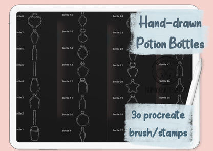 Potion Bottles stamps -30 stamps - kawaii - procreate stamps/brushes - digital use only - procreate