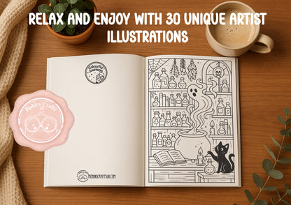 Cute Halloween - original Halloween-themed pages-Whimsical spooky style  (Colourful journeys edition)