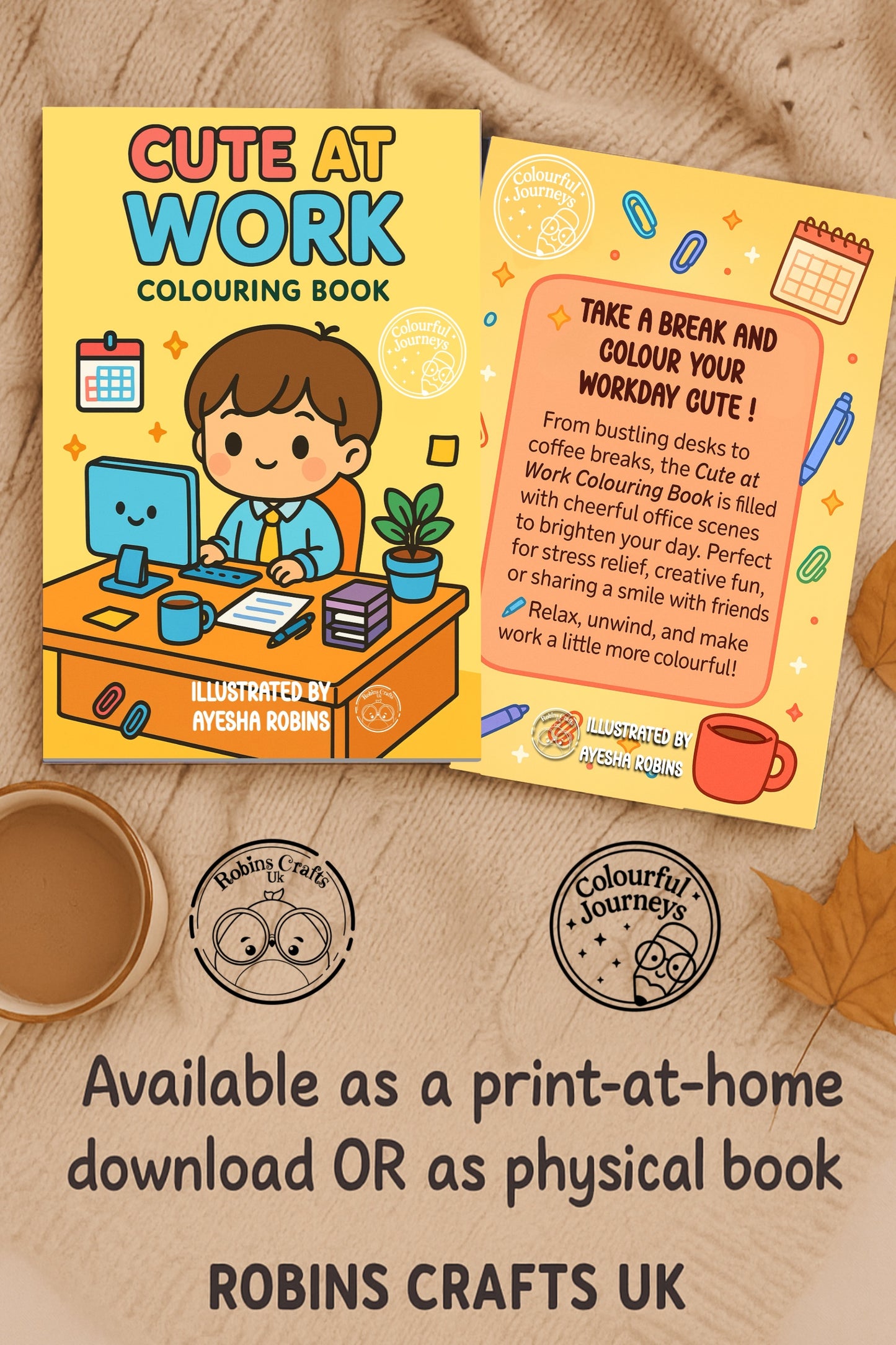 Cute at Work Colouring Book | 30 Illustration Printable Digital Download | Cute Job themed