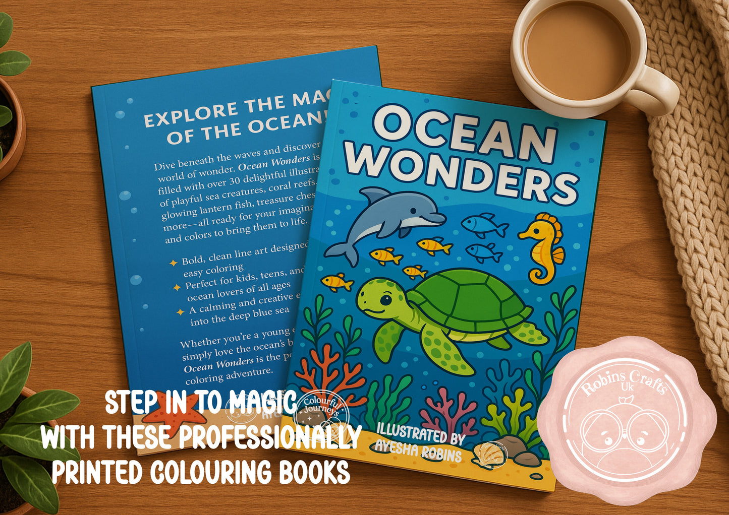 Ocean Wonders original Ocean-themed pages-Whimsical Cute style (Colourful journeys edition)