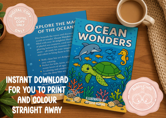 Ocean Wonders Colouring Book | 30 Illustration Printable Digital Download | Ocean themed