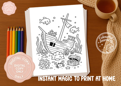 Mythical Mermaids Colouring Book | 30 Illustration Printable Digital Download | Mermaid themed