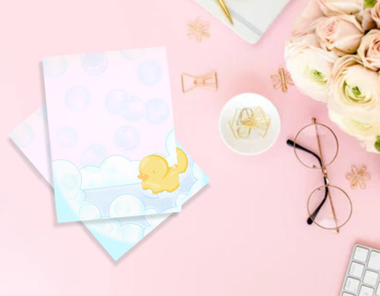 Cute bathtime duck kawaii notepad illustration