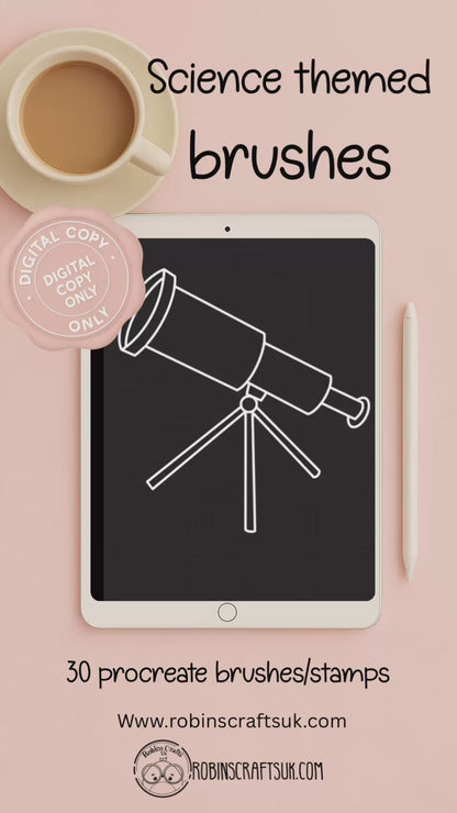 Science themed stamps -30 stamps - kawaii - procreate stamps/brushes - digital use only - procreate
