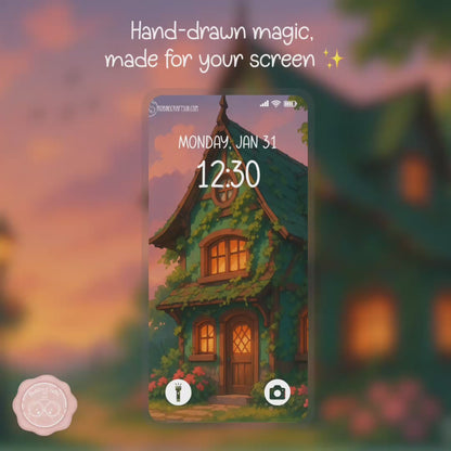 Evening at Ivy House wallpaper – illustrated Digital Wallpaper Download | Art wallpaper