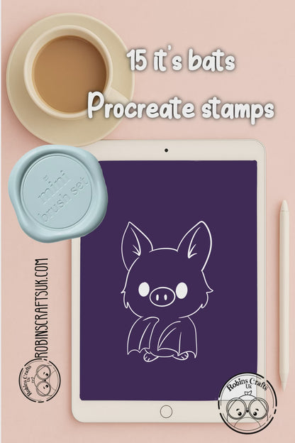 Mini Brush- 15 it’s bats design - procreate stamps/brushes - digital use only - procreate